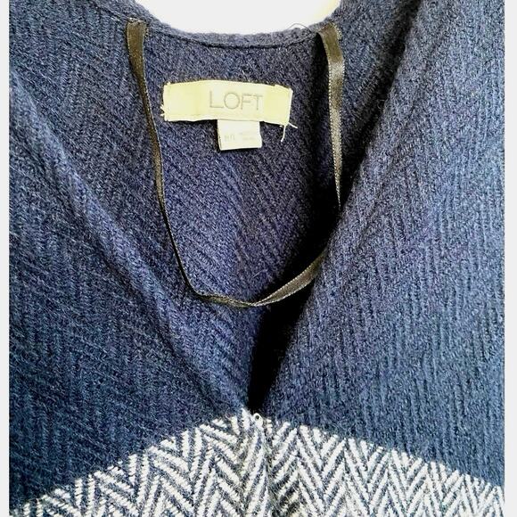 LOFT M/L Boho Blue Poncho Open Front Oversized Shawl Cardigan - Picture 7 of 13